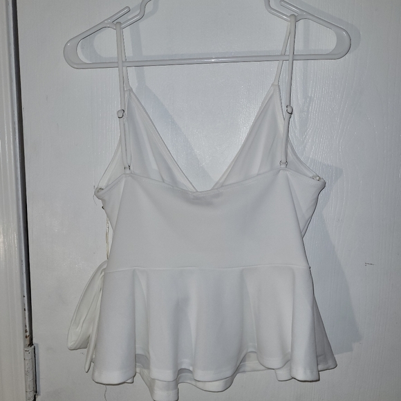 NEW Iris White Tie Side Thin Strap Blouse - Picture 4 of 8